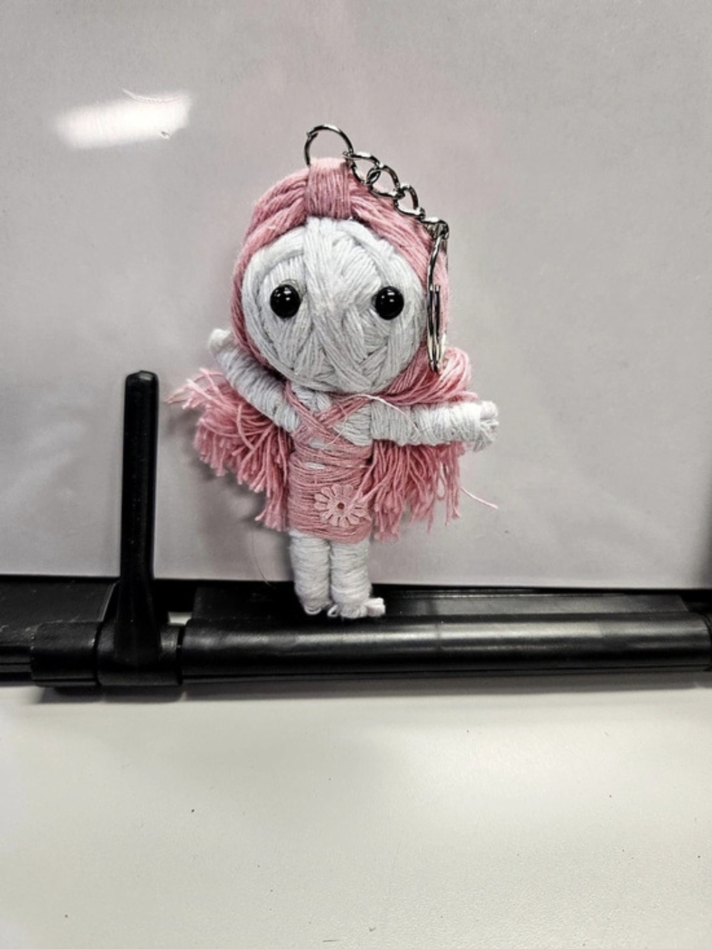Pink & White Doll Keychain